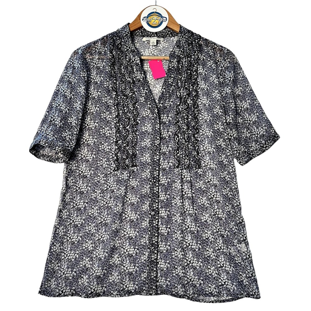 Banana Republic Blue Print Sheer Blouse